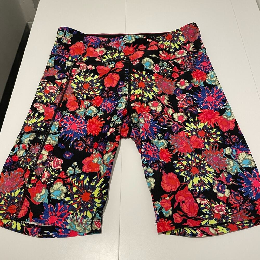 Calvin Klein Brand Women's Large Neon Floret Pop Pink Biker Shorts High Waist - Picture 6 of 8